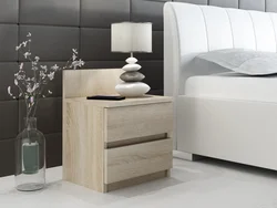 Photo of bedroom bedside tables made of wood