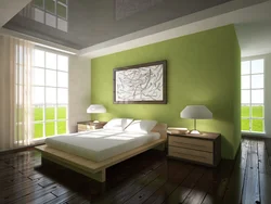 Bedroom interior with green and brown colors