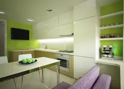 Kitchen Design With Sofa And TV Photo 12 Sq M