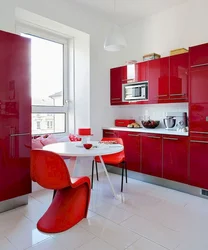 Kitchen in red colors design photo