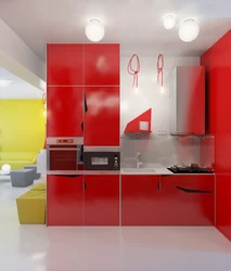Kitchen in red colors design photo