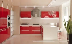 Кухня ў чырвоных танах дызайн фота