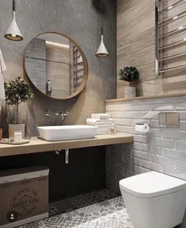 Small bathroom design in loft style