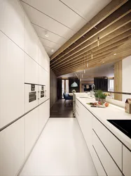 Kitchen design with slats photo