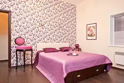 Як прыгожа абляпіць спальню шпалерамі фота