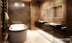 Bath with brown furniture photo