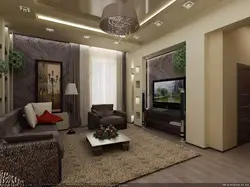 Living room interior 24 sq m in an apartment
