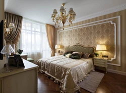 Classic style bedroom design with dark furniture