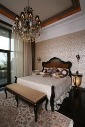 Classic style bedroom design with dark furniture