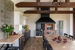 Kitchen design fireplace photo