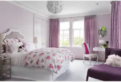 Bedroom interior if the wallpaper is pink