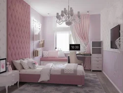 Bedroom interior if the wallpaper is pink