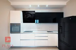 Kitchen design with white appliances