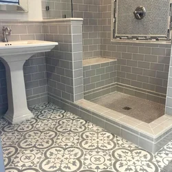 Tiles for bathroom floor in apartment photo