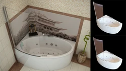 Bathtub with asymmetrical bathtub photo
