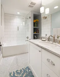 White bathroom design with tiles