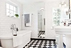 White bathroom design with tiles