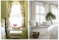 Curtains for the bedroom up to the window sill photo short modern