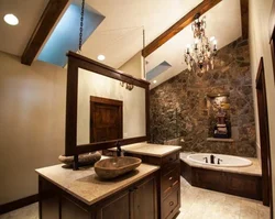 Bath design wood and stone
