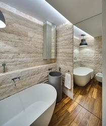 Bath design wood and stone