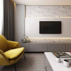 Decorate a wall in the living room with a TV in a modern style photo