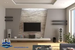 Decorate a wall in the living room with a TV in a modern style photo