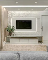 Decorate A Wall In The Living Room With A TV In A Modern Style Photo