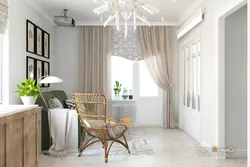 Curtains in the interior of the kitchen in Scandinavian style photo
