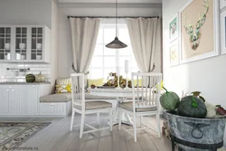 Curtains In The Interior Of The Kitchen In Scandinavian Style Photo