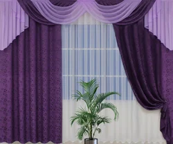 Purple Curtains In The Living Room Interior