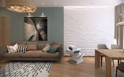 Divarlarında 3D Panelləri Olan Qonaq Otaqları Fotoşəkili