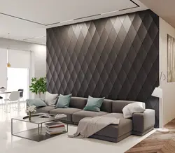 Divarlarında 3D Panelləri Olan Qonaq Otaqları Fotoşəkili