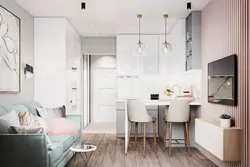 Studio kitchen design 20 sq.m. photo