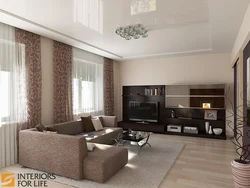 Design of 18 sq m living room with 2 windows