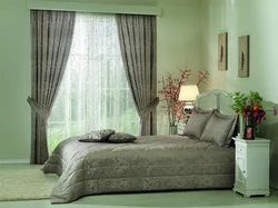 Bedroom interior design curtains and bedspread