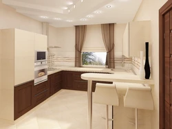 Modern kitchen design beige brown