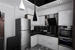Small black and white kitchen design photo
