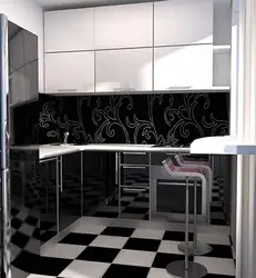 Small black and white kitchen design photo
