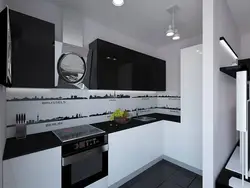 Small black and white kitchen design photo