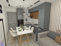 Kitchen interiors 20 sq m photo in modern
