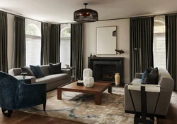 Apartment design with dark furniture