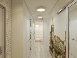 Hallway in a modern style in a narrow corridor design wallpaper