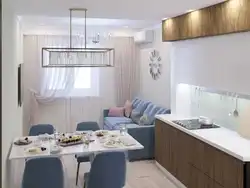 Kitchen layout 15 sq m photo with sofa