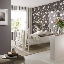 Bedroom design with combined wallpaper in a modern style