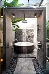 Bathroom with rain shower photo