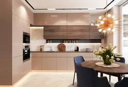 Kitchen interior in beige tones