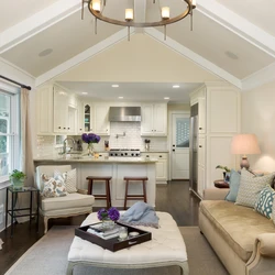 Living room kitchen design photo 32 sq.m.