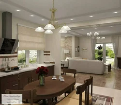 Kitchen design combined with living room house photo