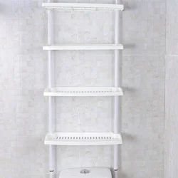 Plastic shelves in the bathroom photo
