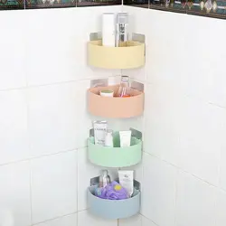 Plastic shelves in the bathroom photo